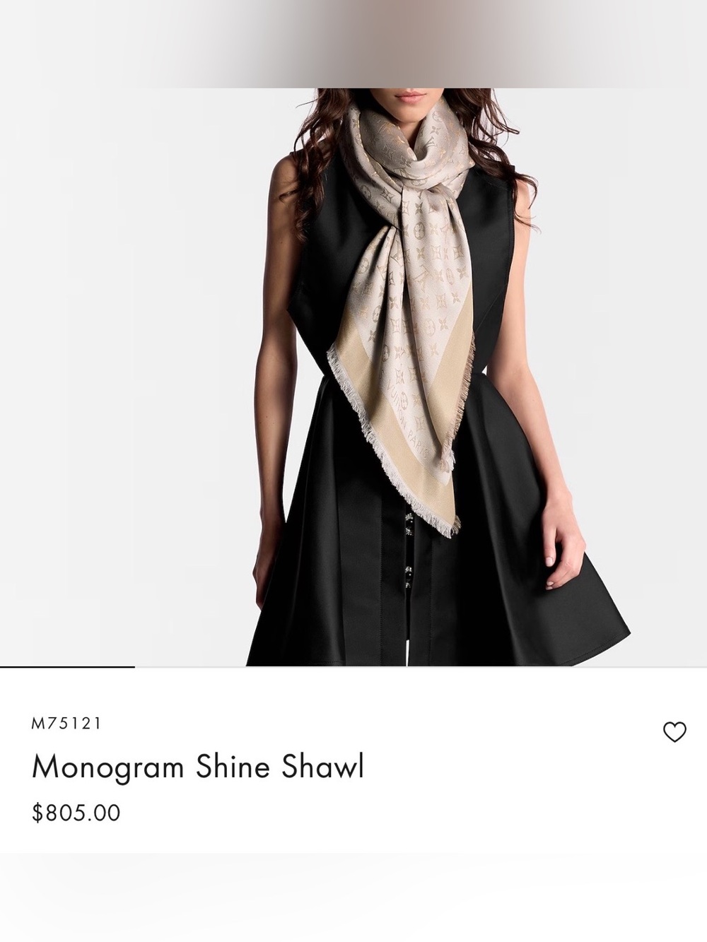 Louis Vuitton Monogram Shawl in Beige and gold (used)